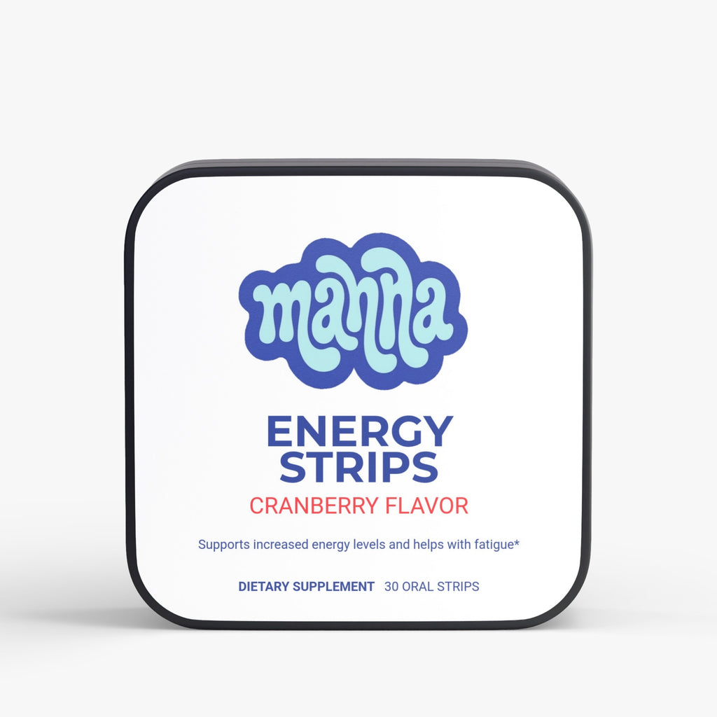 White manna Energy Strips tin, front view